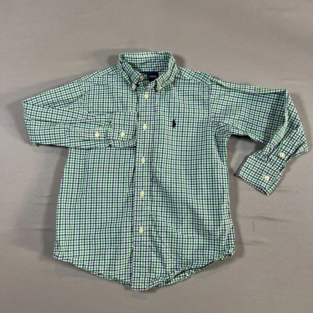 Polo Ralph Lauren Shirt Kids 5 Multicolor Gingham Check Cotton Embroidered Logo